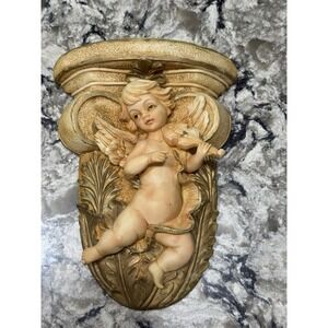 2 Vintage Cherub W/ Violin Wall Shelves Italian Victorian Style